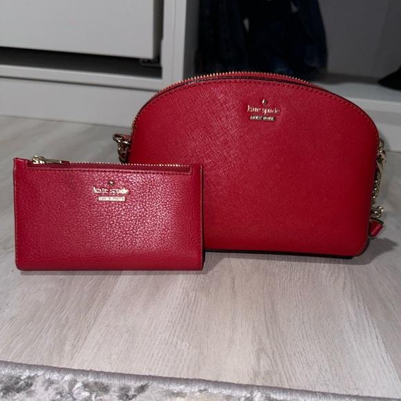 Like new red Kate spade come crossbody with matching wallet - Picture 1 of 8